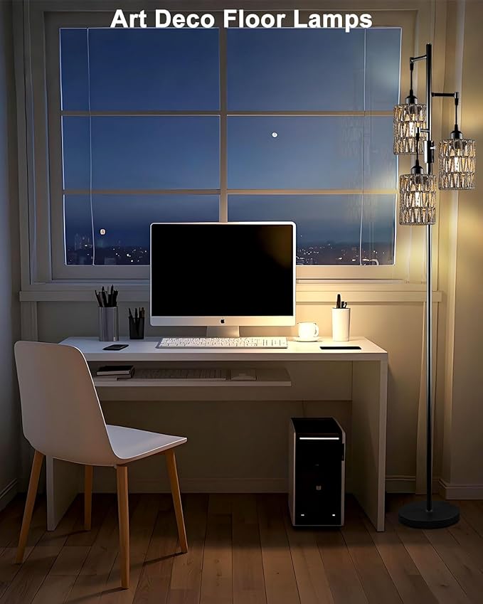 Lightdot 67" Dimmable Floor Lamp for Living Room, Industrial 3-Light Tree Floor Lamp with Black Rattan Cages, Bohemian Tall Standing Lamps, Modern Floor Lighting for Bedroom Office, E26 Base