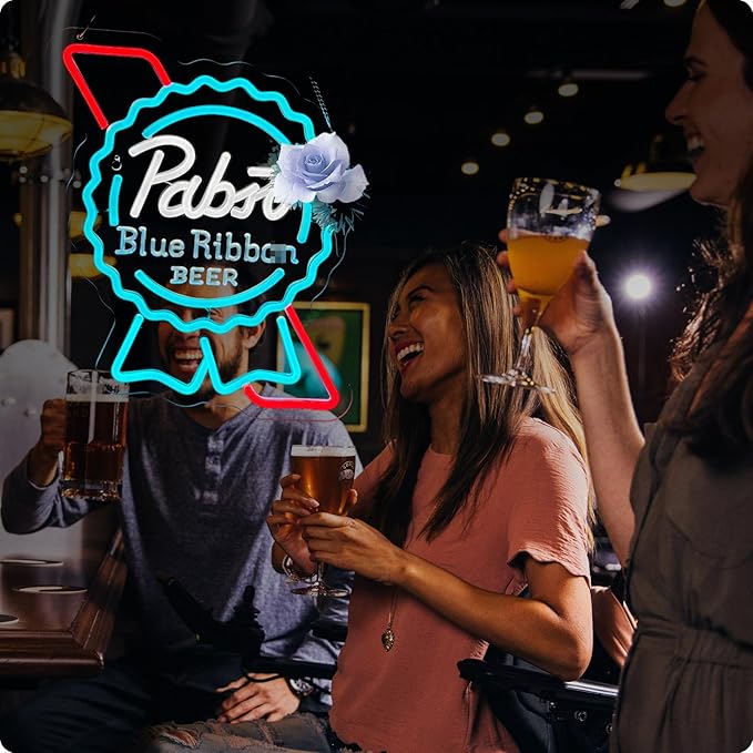Beer P Neon Sign for wall decor USB Powered Dimmable Bar Wall Decor for Man Cave Home Pub(14.7x12.6 Inch)