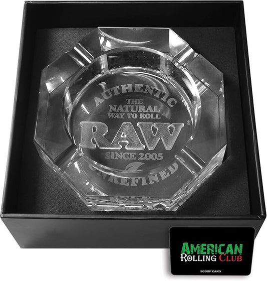 RAW Crystal Ashtray | Includes American Rolling Club Scoop Card