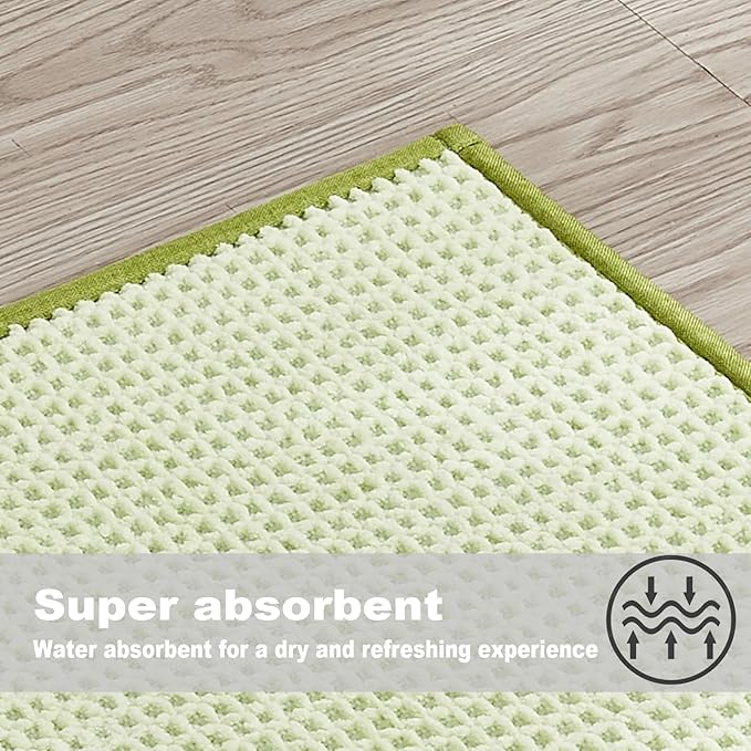 Douceur Chenille Waffle mat with Patented noslip Backing, Acrylic Blend Chenille Absorbent Bathroom Rugs, Cushioned mesh Backed Bath Rug Machine Washable, 18" x 32", Brown