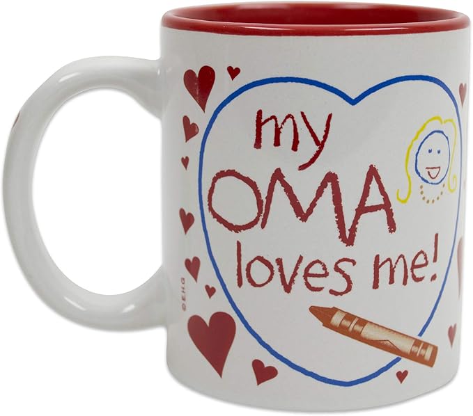 Essence of Europe Gifts My Oma Loves Me Gift for German or Dutch Grandma Color Ceramic Coffee Mug by E.H.G | 12 oz