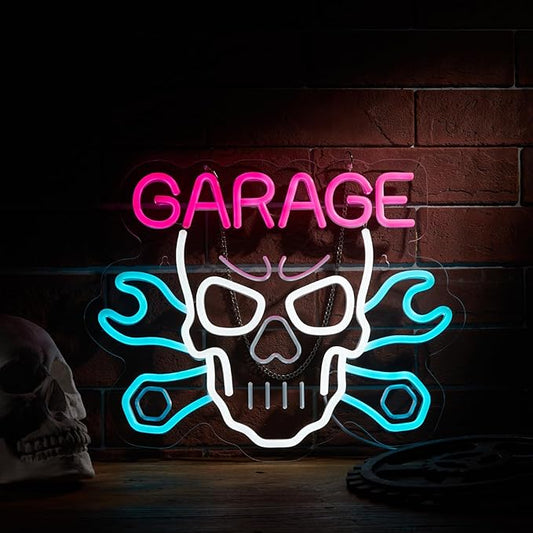 Garage Car Service Automotive Neon Sign for Wall Décor with Dimmable Switch Man Cave LED Neon Signs Light(Pink+Blue+White)
