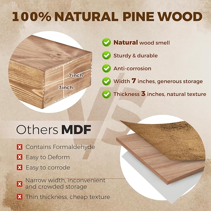 36x3x7 inch Floating Shelves Wall Mounted - Set of 2 Wood Rustic Solid Wood Wall Shelf - Heavy Duty Decorative Storage Shelves for Living Room, Bedroom, Bathroom, Kitchen