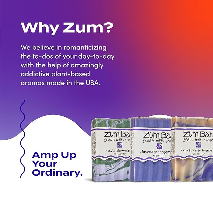 Indigo Wild Zum Bar Goat's Milk Soap - Lavender Blends - Frankincense, Rosemary, Mint - 3 oz (3 Pack)
