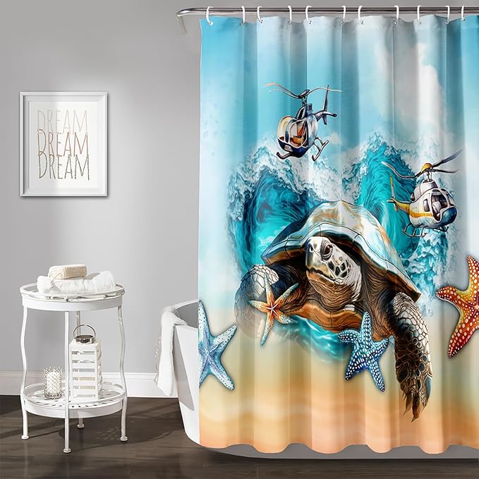 AILONEN Sea Turtle Shower Curtain for Bathroom, Ocean Beach Theme Bathroom Curtain,Tie Dye Animal Bath Curtain 72" W*78" H Polyester Waterproof Bathroom Curtain with 12 Hooks