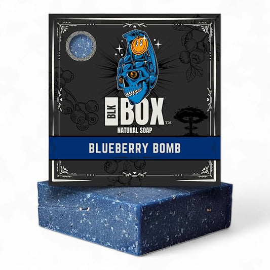 Black Box Limited USA MADE Men's Natural 5oz Bar Soap, Moisturizing Body Wash Made from Natural Oils - Handmade Cold Process No Harsh Chemicals STRONG Sweet Blueberry Oat (Blueberry Bomb)