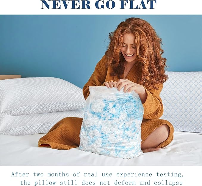 mislili Memory Foam Pillows King Size Set of 2, Luxury Cooling King Bed Pillows 2 Pack, Adjustable Frim King Size Pillows for Stomach Back Side Sleeper, Bed Pillows with Extra Fill and Washable Cover