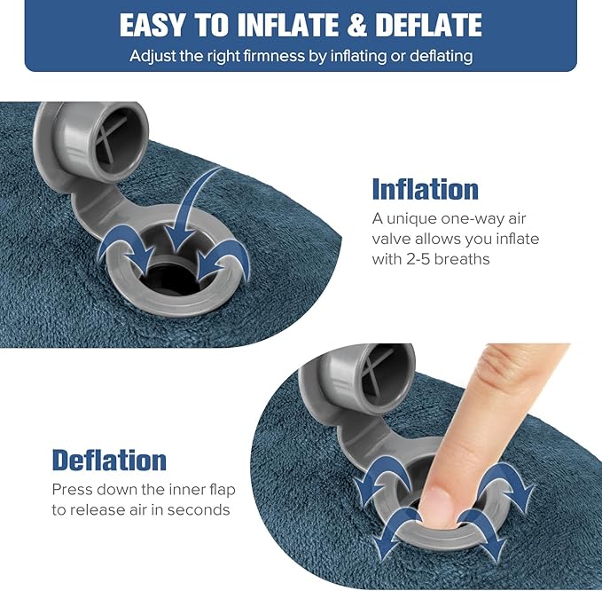 Rewondah Inflatable Travel Pillow for Sleeping Airplane - Inflatable Neck Pillow for Traveling on Plane with Washable Cover, Blow up Neck Travel Pillow for Airplanes, Cars - Portable and Comfortable