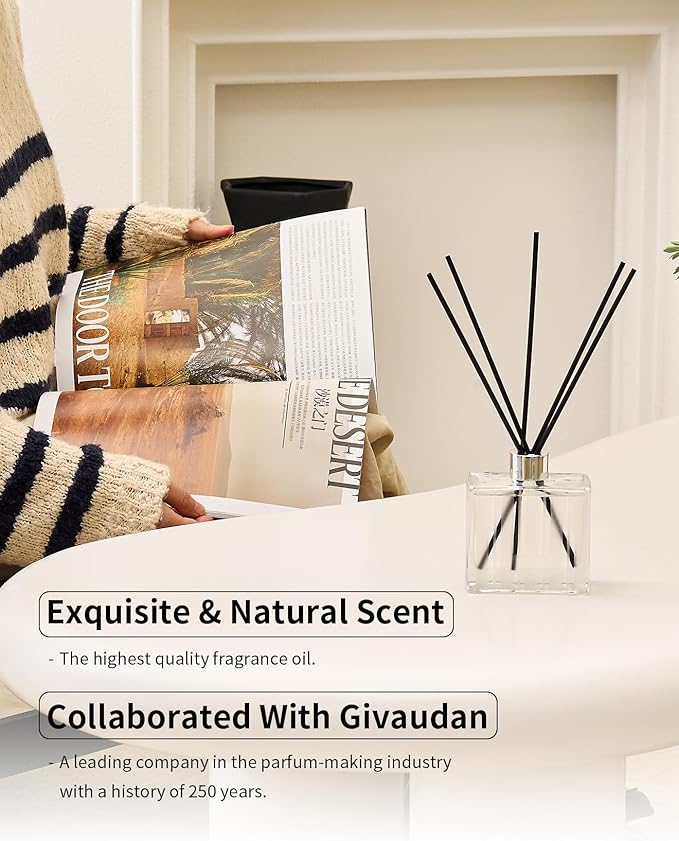 M&SENSE Rose & Sandalwood Reed Diffuser Set - 7.04 oz Velvet Rose Non-Toxic Scent Diffusers for Home Bathroom Shelf Decor, Aromatherapy Diffuser Gift for Girlfriend,