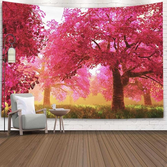 EMMTEEY Forest Nature Wall Hanging - Mysterious Cherry Blossoms Tapestry, Large 92.5X70.9, Perfect for College Dorm