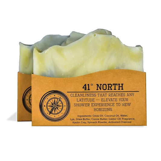 Compass Soap41 North | Natural Bar Soap for Men | Soap Bar with Minimalist & Gentle Lather | Best Mens Bar Soap | Natural, Paraben & Phthalate Free Bath Soap Bars for Men | 5 oz. Pack of 2
