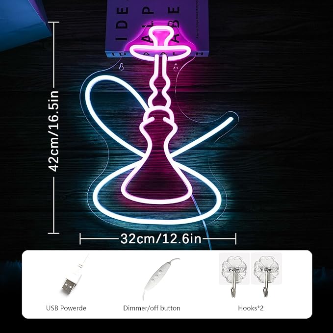 Neon Sign Pink Blue LED Neon Sign for Wall Decor Neon Light Sign Dimmable USB Neon Signs for Shop Bar Pub Man Cave Home Wall Decor Aesthetic Room Decor(16.5 * 12.6")