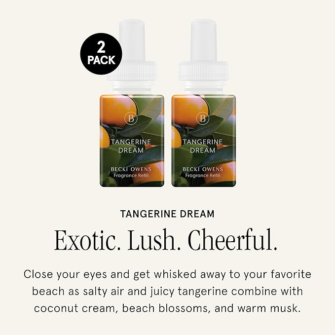 Pura & Becki Owens Home Scent Refill - Smart Home Air Diffuser - Up to 120-Hours of Premium Fragrance per Refill - Household Essential - Clean Diffuser Fragrance - 2 Pack, Tangerine Dream