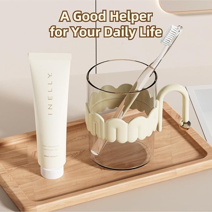 Transparent Mouthwash Cups, Toothbrush Holders, Mug for Mouth-Rinsing, Toothbrush Cups, Plastic Toothbrush and Toothpaste Organizer for Bathroom Vanity,Sink,Countertop (Brown)