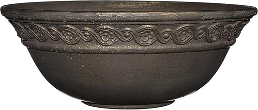 Classic Home and Garden Corinthian Shallow Planter with Drainage - Decorative Garden Bowl Planter for Flowers, & More - UV Resistant Wide Plant Bowl for Indoors/Outdoors (12” Oil Rubbed Bronze)