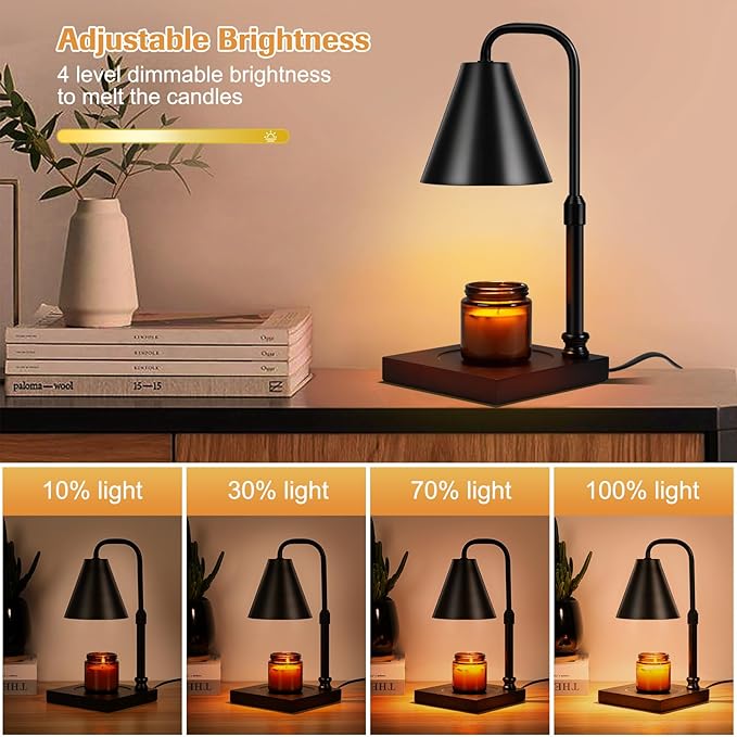 Candle Warmer Lamp with Dimmer, Adjustable Height Metal Candle Wax Warmer Warming Lamp 2/4/8H Timer for Scented Candles for HouseWarming Bedroom Home Decor Mom Women Men Family Christmas Gift