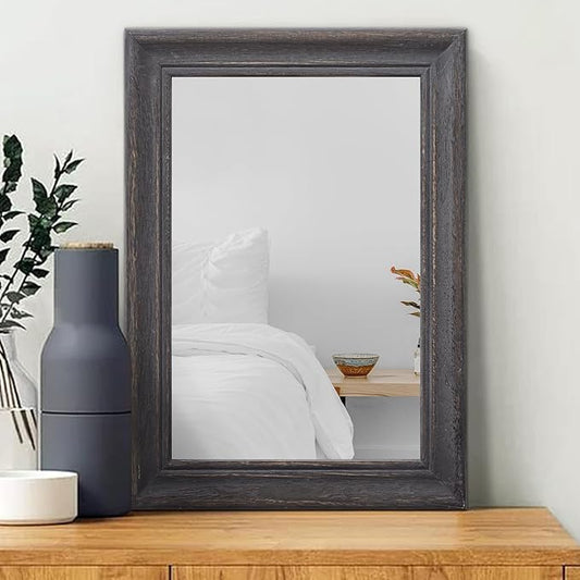 Wooden Mirror Rectangle Retro Hanging Mirrors for Farmhouse Modern Bathroom Bedroom Wall Decor