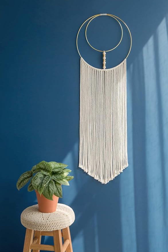 Mkono 2 Pcs Macrame Wall Hanging Woven Boho Wall Decor Art Chic Bohemian Home Decorations for Apartment Bedroom Living Room Dorm Nursery Room, 12" W x 36" L, Medium