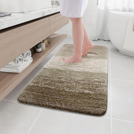 Arotive Microfiber Bathroom Rugs, Shaggy Soft and Absorbent Bath Rug, Non-Slip, Thick Plush Machine Washable Dry Bath Mats for Bathroom, Tub and Shower, 44x24, Coffee