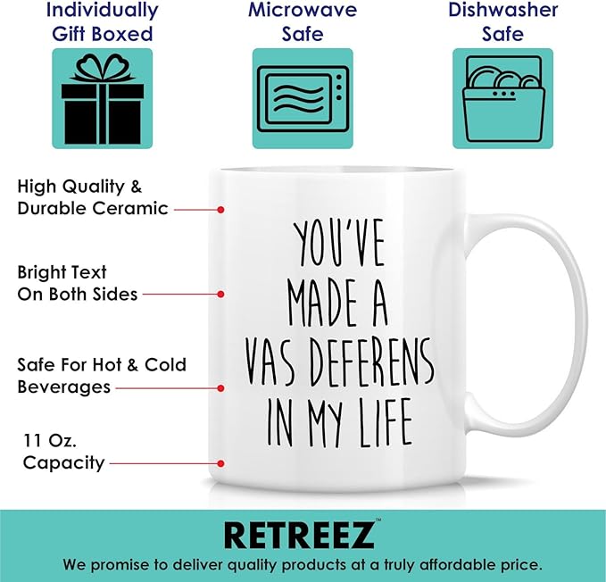 Retreez Funny Urologist Mug - Vas Deferens Pun Mug - 11 Oz Ceramic Coffee Cup - Humorous Appreciation, Thank You Gift for Urology and Vasectomy Doctor, Urology Specialist - Birthday, Graduation Gift