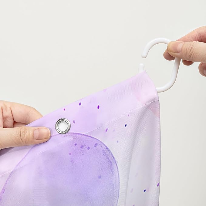 AILONEN Monster Shower Curtain for Bathroom, Cute Monster Purple Balloon Printed Bath Curtain,Women Girls Kids Minimalist Waterproof Fabric Shower Curtain Set with Hooks 72" W*78" H