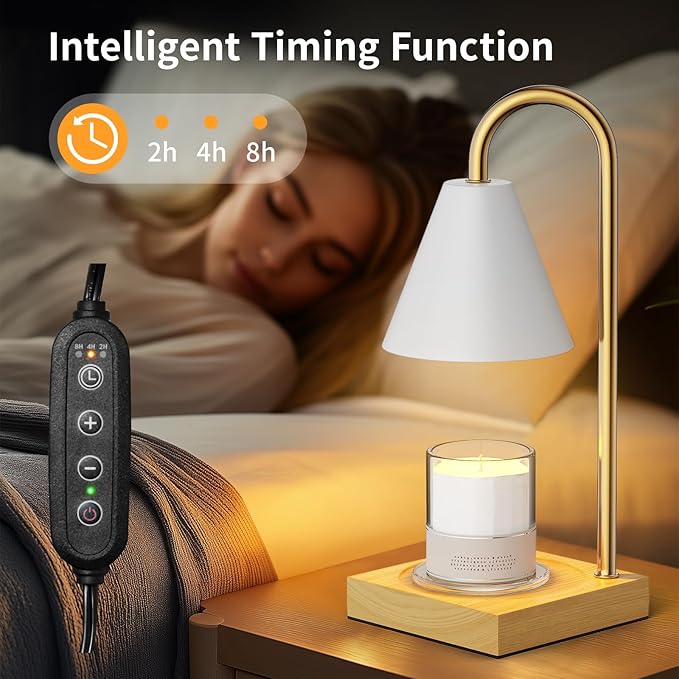 Candle Warmer Lamp, Electric Candle Lamp Warmer, House Warming Gifts New Home Bedroom Decor, Dimmable Wax Melt Warmer for Scented Wax with 2 Bulbs(White)