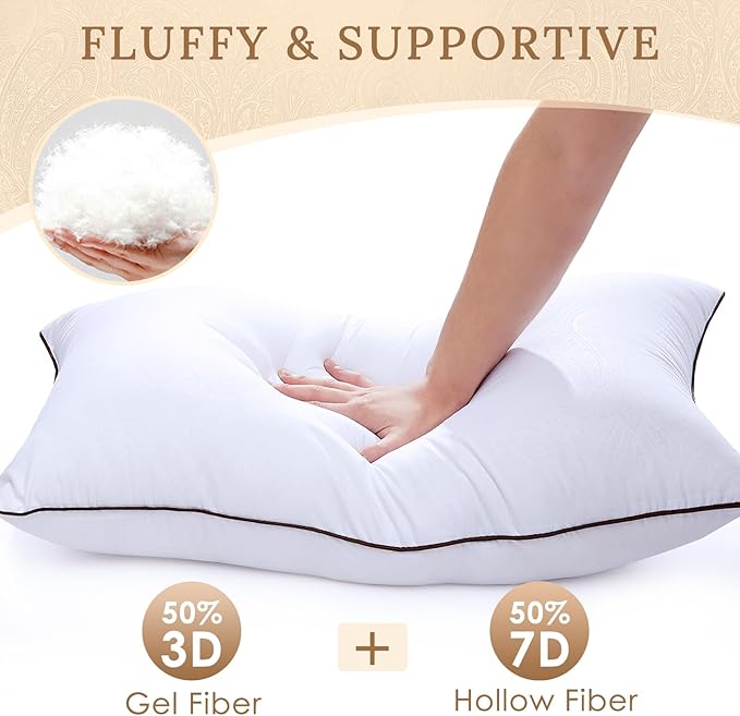 HUXMEYSON Pillows Queen Size Set of 4, Bed Pillows Set of 4, Down Alternative Luxury Hotel Pillows for Sleeping，Queen Pillows Set of 4 for Side and Back Sleepers