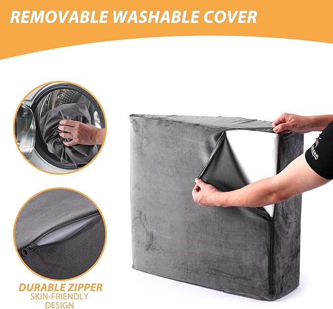 Leg Elevation Pillows, Leg Pillows for Sleeping, Cooling Gel Memory Foam Top, Wedge Pillow for Legs, Leg Wedges for Circulation, Swelling, After Surgery - Removable Cover (6 Inch, Grey)