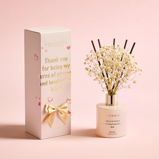 COCORRÍNA Reed Diffuser - Vanilla 6.7 Fl.oz Reed Diffuser with Sticks Bitrhday for Mom, Home Fragrance