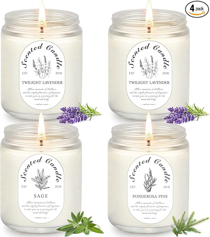 4 Pack Candles for Home Scented, Lavender Candles, 28 oz 200 Hour Aromatherapy Candles, Long Lasting Candle Gift Set for Women, Perfect for Birthday Gifts