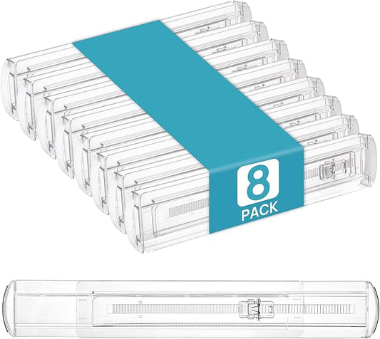Vtopmart 8 Pack Shallow Drawer Dividers, 2.3" High 12.6"-21.2" Adjustable Expandable Kitchen Drawer Organizer, Clear Plastic Organizer Separators for Flatware, Utensil, Cutlery, Underwear, Clothes