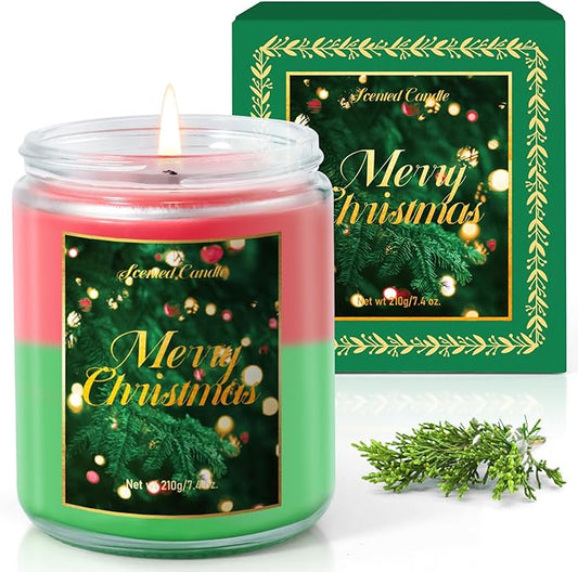 STRN Handmade Christmas Candle Gift, Scented Jar Candle for Christmas Soy Wax Candle Set, Cedar & Apple Cinnamon (200g)