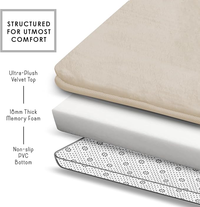 Clara Clark Bathroom Rugs, Velvet Memory Foam Bath Mat, Non-Slip Bath Rugs, Machine Wash, Dries Quickly, Ultra Soft Plush Bath Mats for Bathroom,