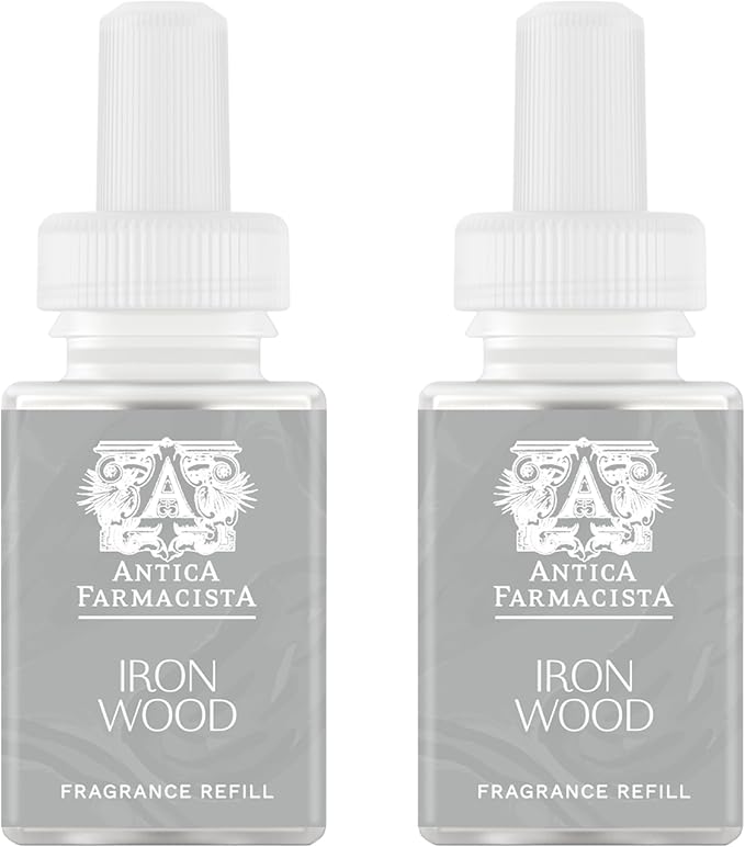 Pura & Antica Farmacista Home Scent Refill - Smart Air Diffuser - Up to 120-Hours of Luxury Fragrance per Refill - Household Essential - Safe Diffuser - 2 Pack, Ironwood