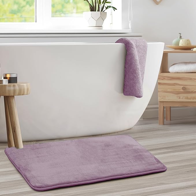 Clara Clark Bathroom Rugs, Velvet Memory Foam Bath Mat, Non-Slip Bath Rugs, Machine Wash, Dries Quickly, Ultra Soft Plush Bath Mats for Bathroom,