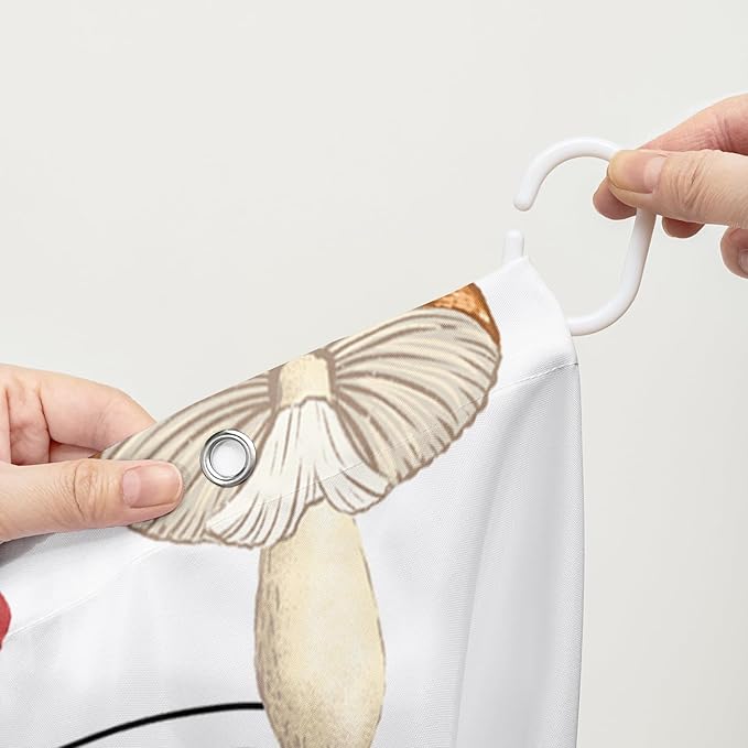 AILONEN Cartoon Mushroom Shower Curtain,Modern Shabby Chic Plants Fungus Themed Waterproof Bath Curtain,Minimalist Curtain for Bathroom Decor, 36" W x 72" H