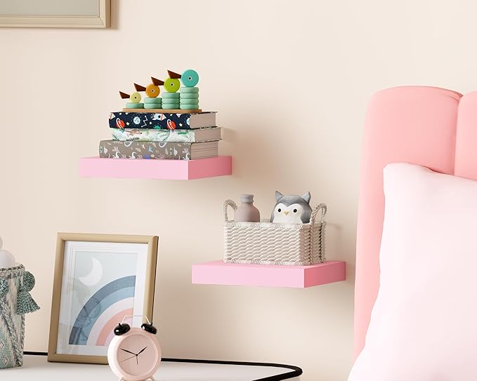 Floating Shelves, Floating Shelves for Wall, with Invisible Bracket, Bathroom Shelves, Bedroom Decor, Floating Shelf, Shelves for Wall Storage, Display Shelf, Set of 2