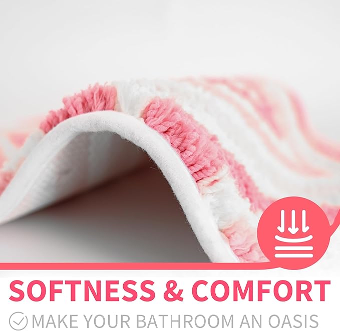 GRANNY SAYS Bathroom Rugs Non Slip, 20" x 32", Absorbent Bath Rugs for Bathroom Washable, Bath Mats for Floor, Bath Rugs for Shower, Microfiber Bath Mat for Tub, Pink