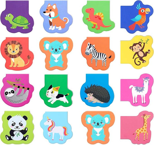 60 Pieces Magnetic Bookmarks Cute Animal Magnet Page Markers Cartoon Page Clips Bookmark for Kids Student Office Reading Stationery Rewards Supplies