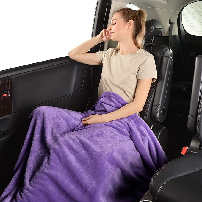 SOCHOW Flannel Fleece Blanket Throw Size, All Season Lightweight Super Soft Cozy Blanket for Bed or Couch, Purple, 50x60 inches