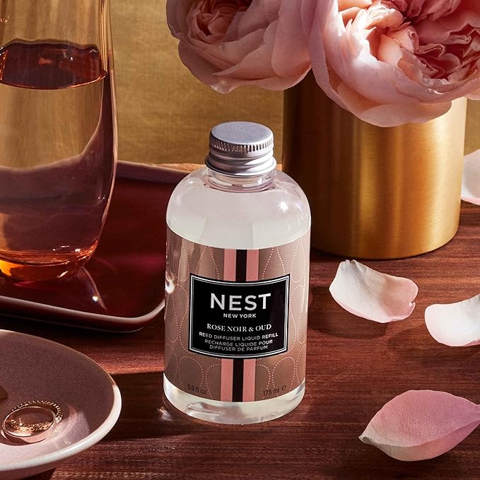 NEST New York Reed Diffuser Liquid Refill, Rose Noir & Oud - 5.9 fl oz - Fragrance for Up to 90 Days - Flame Free