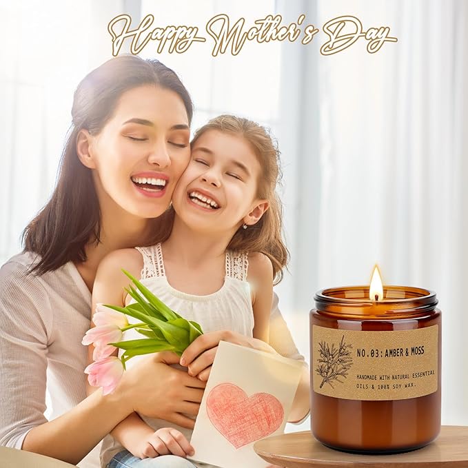 Candles for Home Scented, 4 Pack Candle Gifts for Woman, Large Lavender Rose Amber Aromatherapy Scented Candles, 220H Long Lasting Soy Wax Candle Set for Mother's Day, Birthday, Anniversary, Men