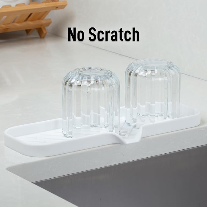 Zulay Large Silicone Sponge Holder (12x4) – Flexible Sink Organizer Tray for Kitchen & Bathroom – Multipurpose Soap Dish for Sponges, Makeup, Trinkets & More (White)
