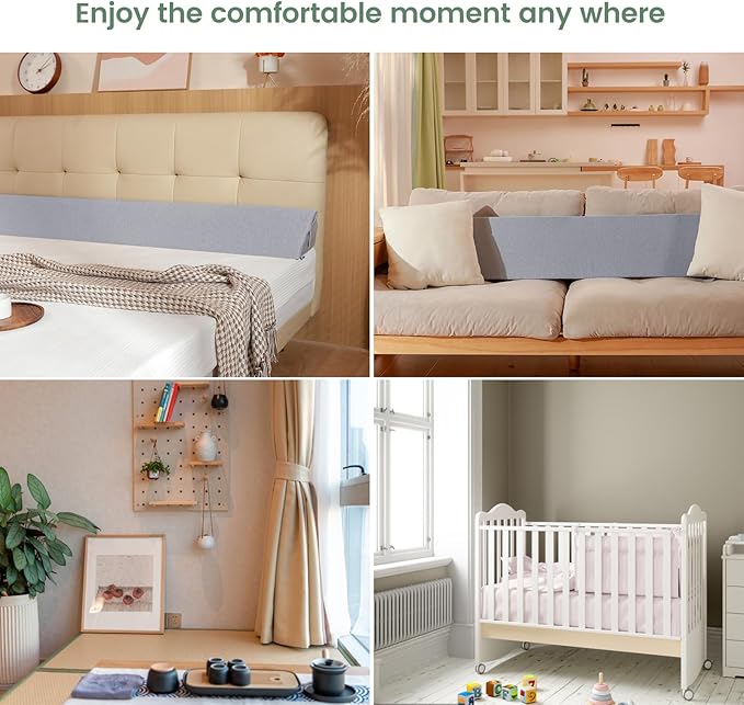 Bed Wedge Pillow for Headboard Queen Size(60"X10"X6"), Comfy Headboard Pillow Wedge for Gap(0-6''), Triangle Mattress Wedge Pillow for Sleeping Reading, Bed Gap Filler for Headboard(Grey)