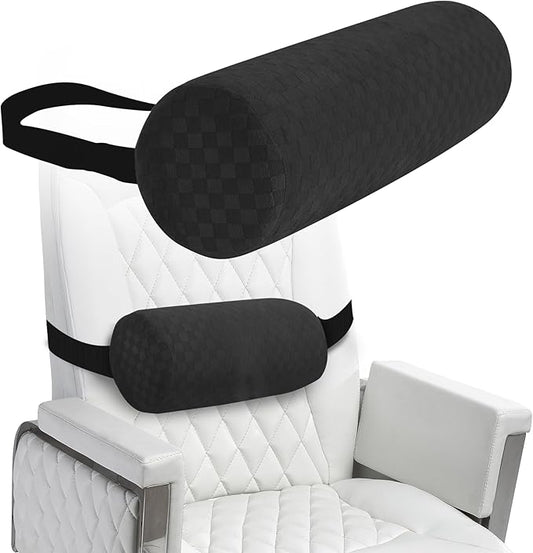 Lumbar Roll Pillow for Lower Back, Lumbar Support Foam Roll Cushion with Pillowcase and Upgraded Strap for Office, Chair, Car, Seat Pain Relief & Improving Posture (Black, Short-11 * 4.3'')