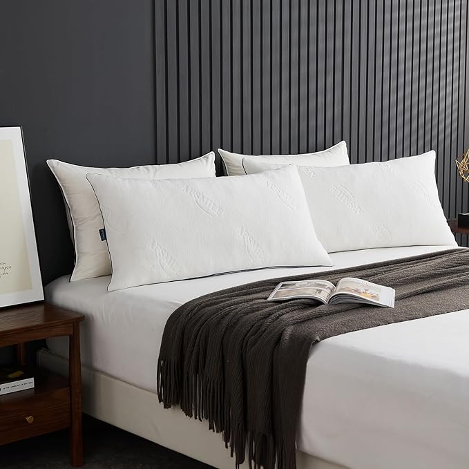 APSMILE Shredded Memory Foam Pillows King Size Set of 2, Adjustable Luxury Cooling Pillows for Neck Pain, Hotel Firm Bed Pillows for Sleeping, Essentials for Side/Back Sleeper (White,18"x34")