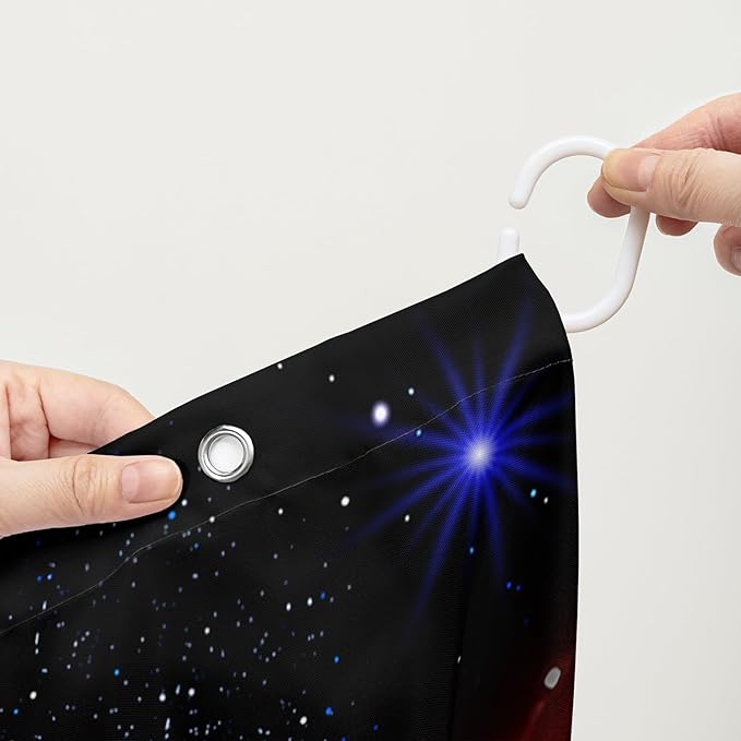 AILONEN Racing Car Shower Curtain for Bathroom, Blue Galaxy Starry Sports Cat Bath Curtain,Speed Car Shower Curtain for Kids Teen,Waterproof Curtain Bathroom 72" W*96" H Decor with 12 Plastic Hooks