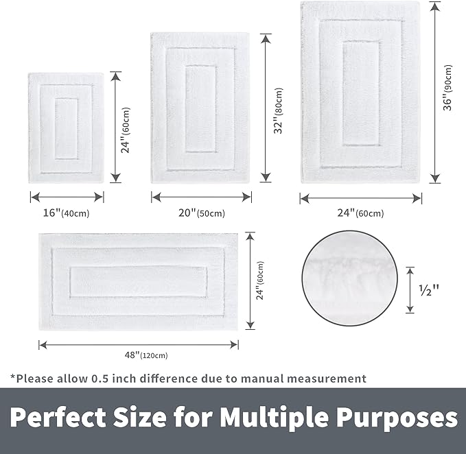 GRANNY SAYS White Bathroom Rug Mat, Bath Mats for Bathroom Non-Slip, 24" x 36", Super Soft and Water Absorbent, Microfiber Bath Rugs, Machine Wash Dry, Large Bath Rugs for Floor