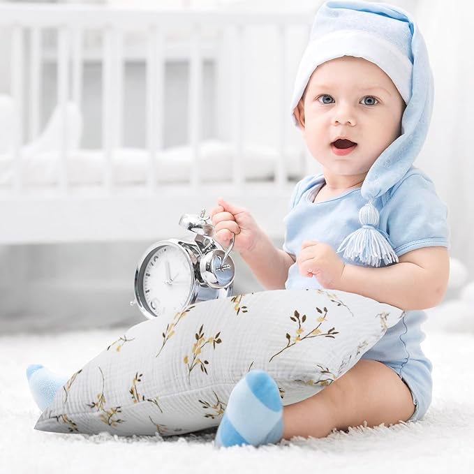 Organic Cotton Muslin Mini Pillowcases with Envelope Design,2 Pack Ultra Breathable Kids Toddler Pillowcases for Boys and Girls- 13 x 18 inches (Floret)