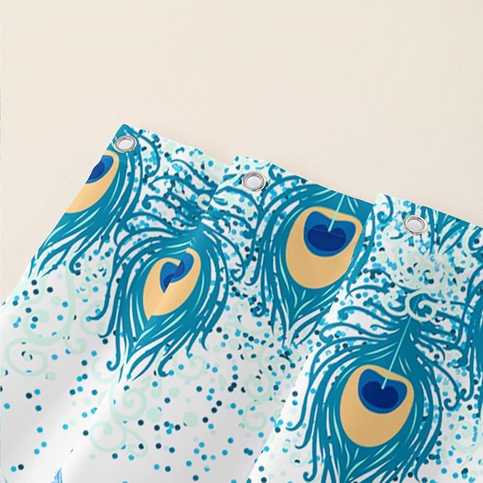 AILONEN Peacock Shower Curtain for Girls,Beautiful Green Peacock Bath Curtain for Kids Women,Peacock Feather Print Waterproof Shower Curtain for Bathroom Decor with 12 Plastic Hooks, 48" W*72" H